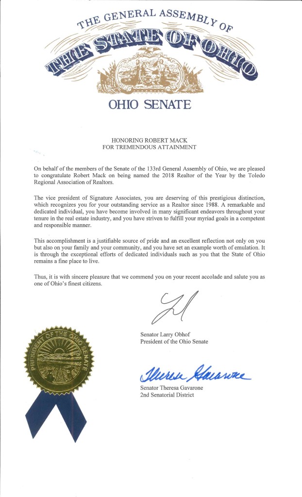 Ohio Senate recognizes Bob Mack