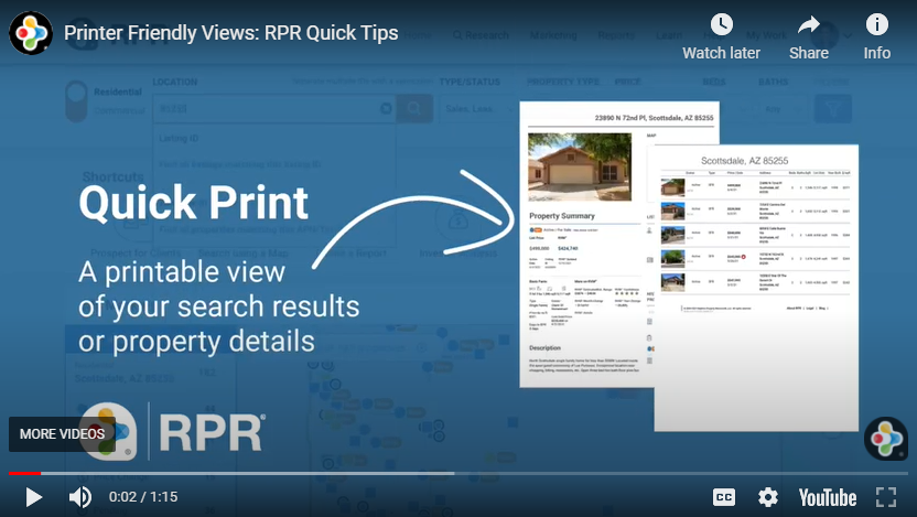 View RPR quick Tips Video