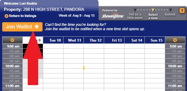 showing time sample waitlist