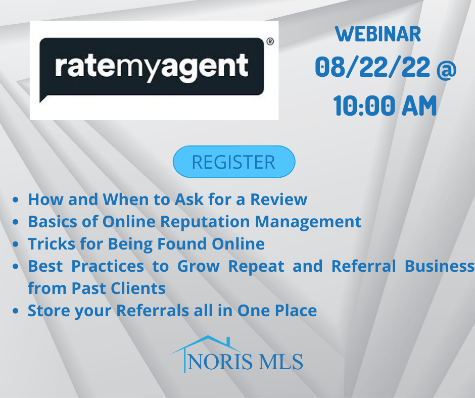 Register for Rate My Agent Training Webinar - 8/22/2022 at 10 am