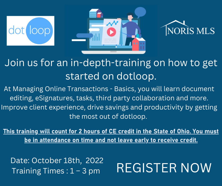 Register for Dotloop Training, 2 hours of CE Credit in Ohio  October 26, 2022