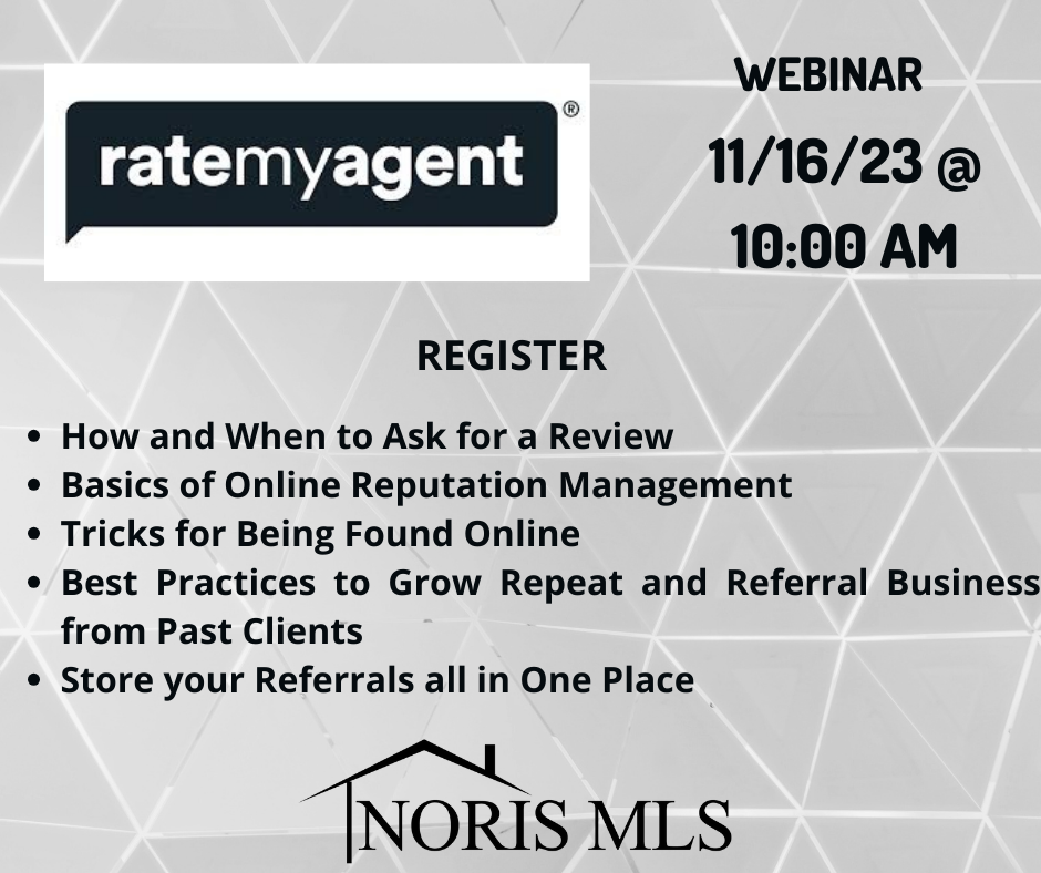 Rate my Agent 11/16/23 Register for event and view details here.