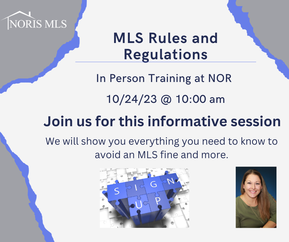 MLS Rules and Regulations In person Training 10/24/23 at 10 a.m.